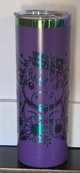 20 oz Purple “Cutest Highland Cow” Tumbler – Adorable, Floral & Full of Charm