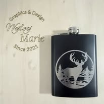 Custom Engraved Stainless Steel Flask – Deer Design