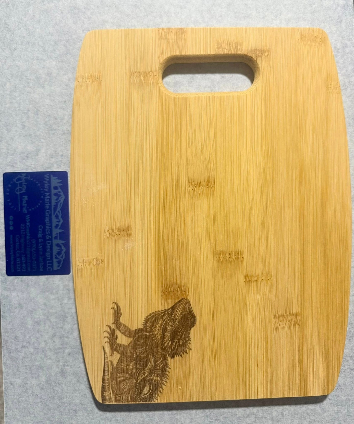 Bamboo Cutting Board with Bearded Dragon Engraving