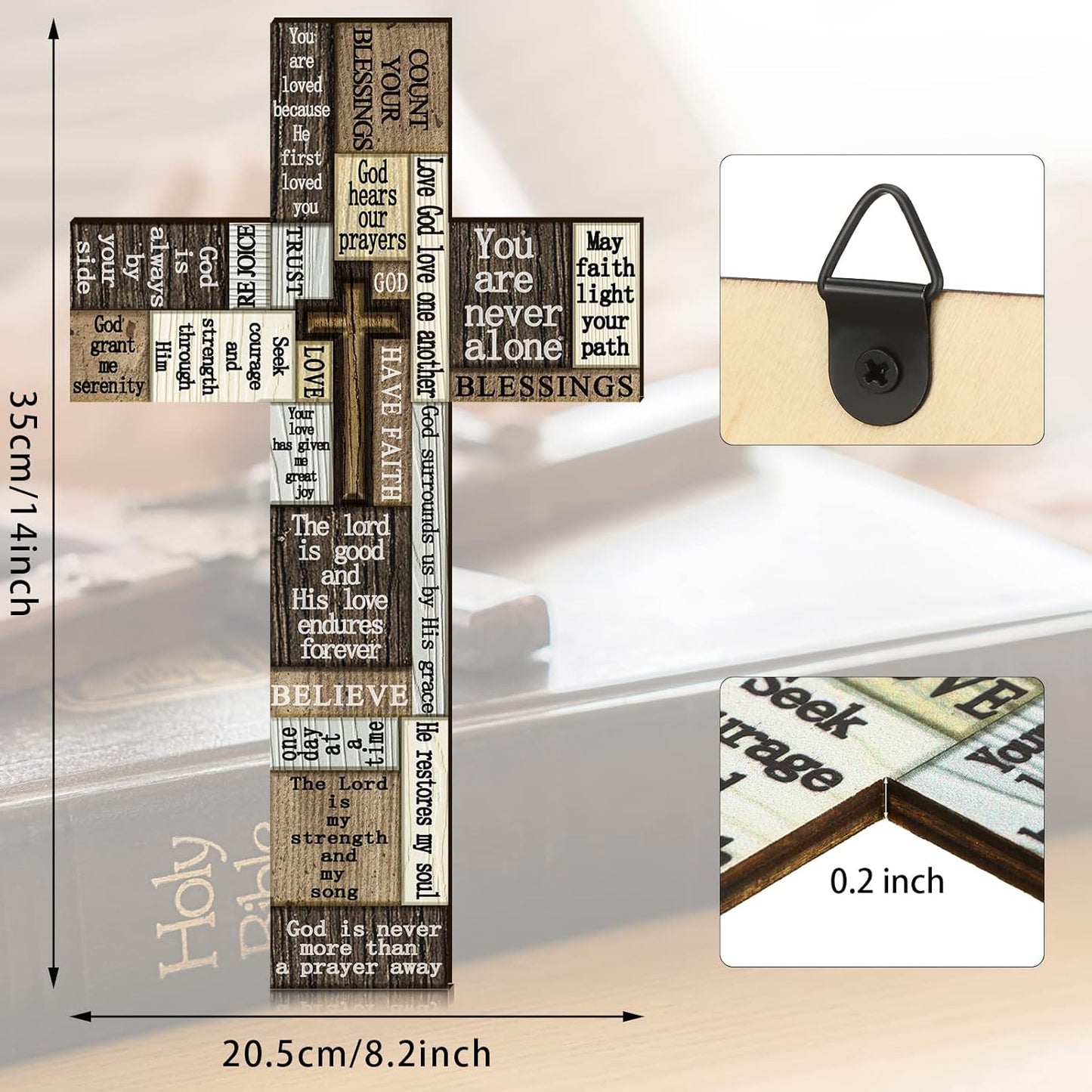 Inspirational Wooden Cross Wall Décor