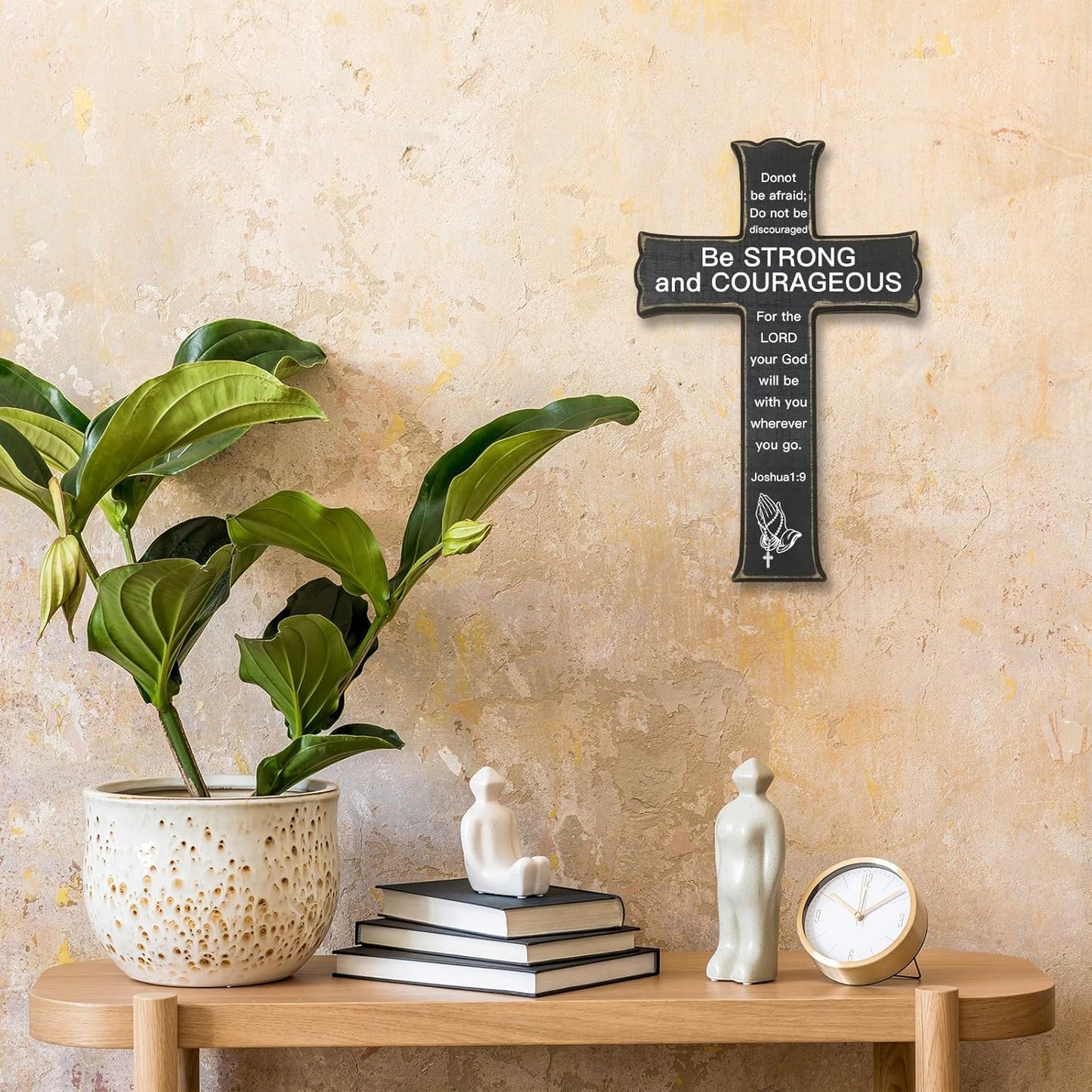 “Be Strong and Courageous” Wooden Wall Cross – Joshua 1:9