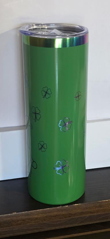 20 oz Green “Lucky Gnome” Skinny Tumbler – A Sip of Good Fortune