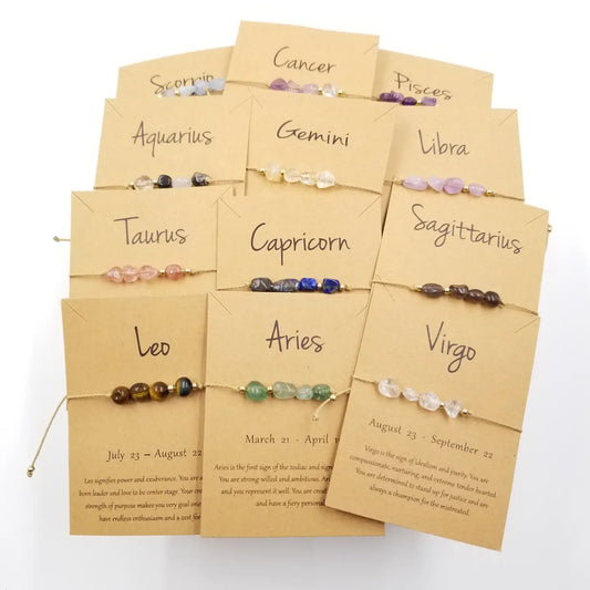 Natural Stone Handwoven Constellation Bracelet with Card image 0