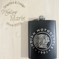 Custom Engraved Stainless Steel Flask – Indian Motorcycle Design