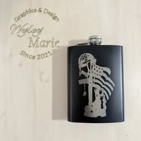 Custom Engraved Stainless Steel Flask – Fallen Soldier Tribute Design