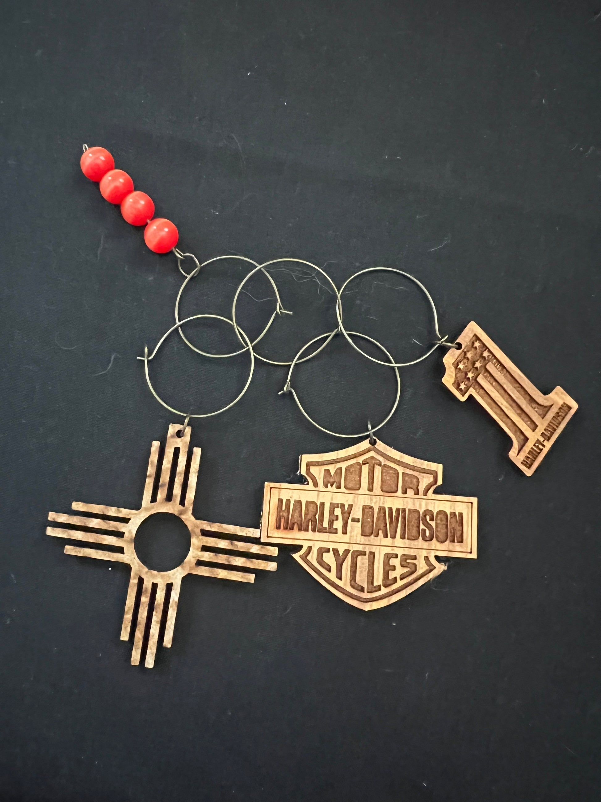 Harley Davidson Wine Glass Stem Charm image 0