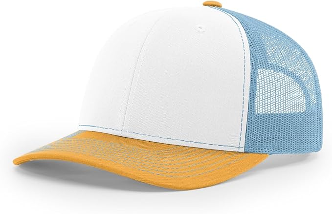 Snapback Hat - White/Columbia Blue/ Yellow