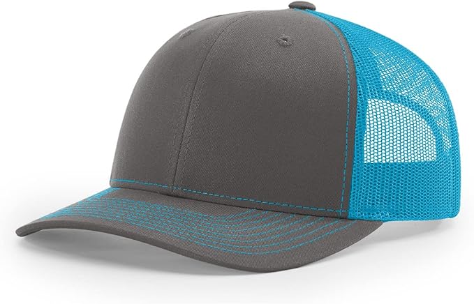 Snapback Hat - Charcoal/Neon Blue