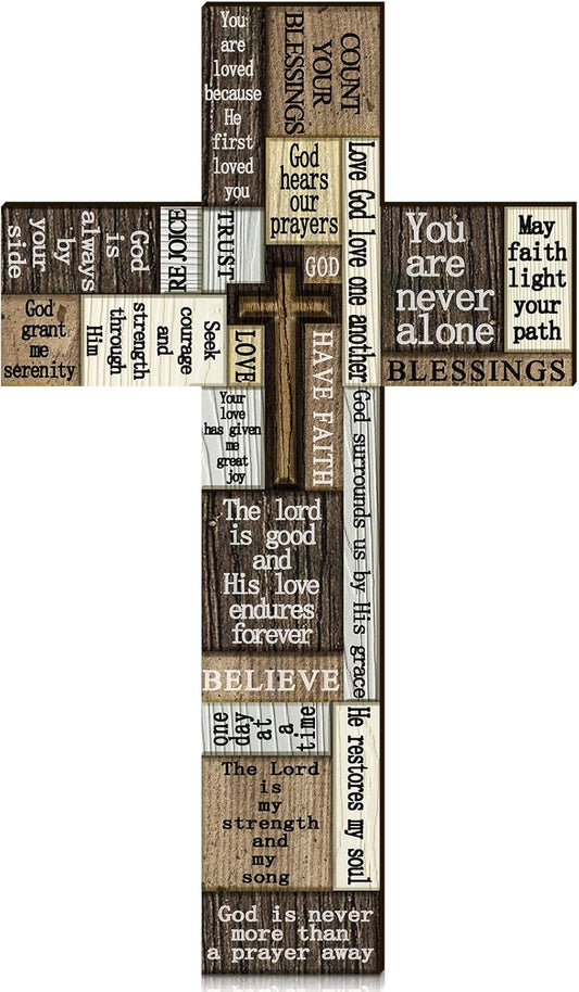 Inspirational Wooden Cross Wall Décor