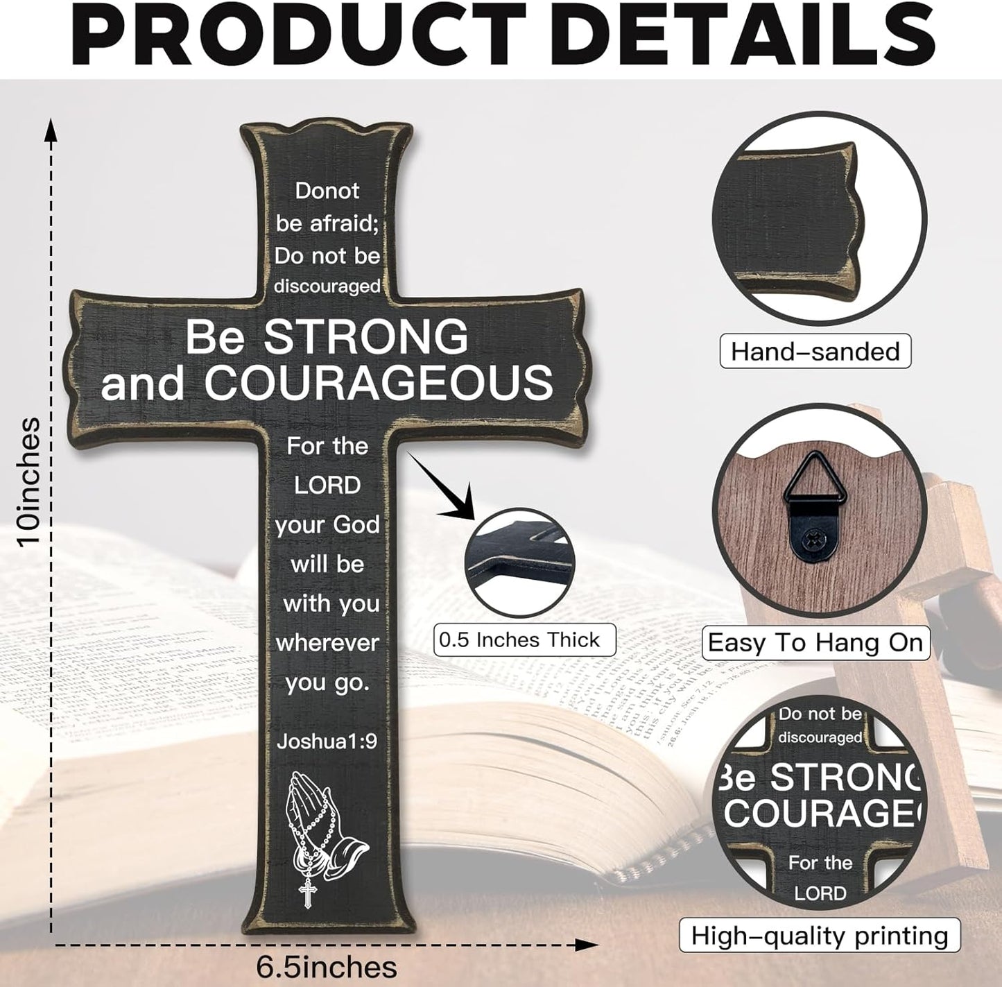 “Be Strong and Courageous” Wooden Wall Cross – Joshua 1:9
