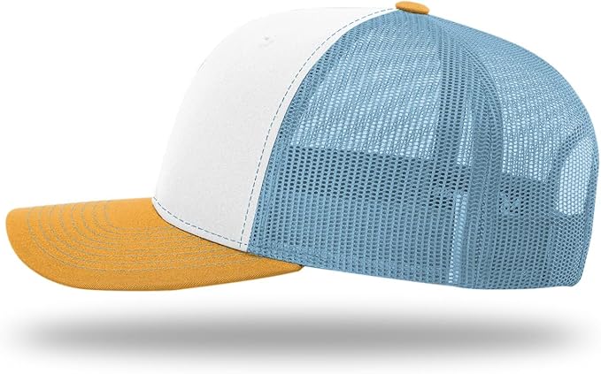 Snapback Hat - White/Columbia Blue/ Yellow