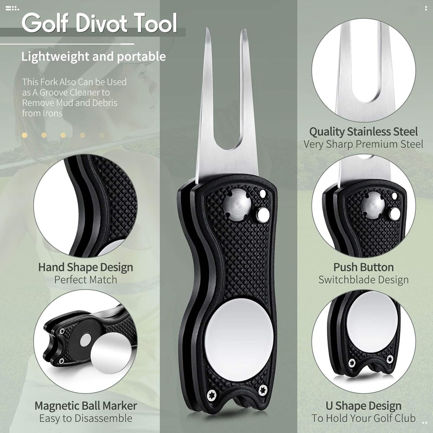 Foldable Magnetic Golf Divot Tool – Fix It Like a Pro, Look Cool Doing It