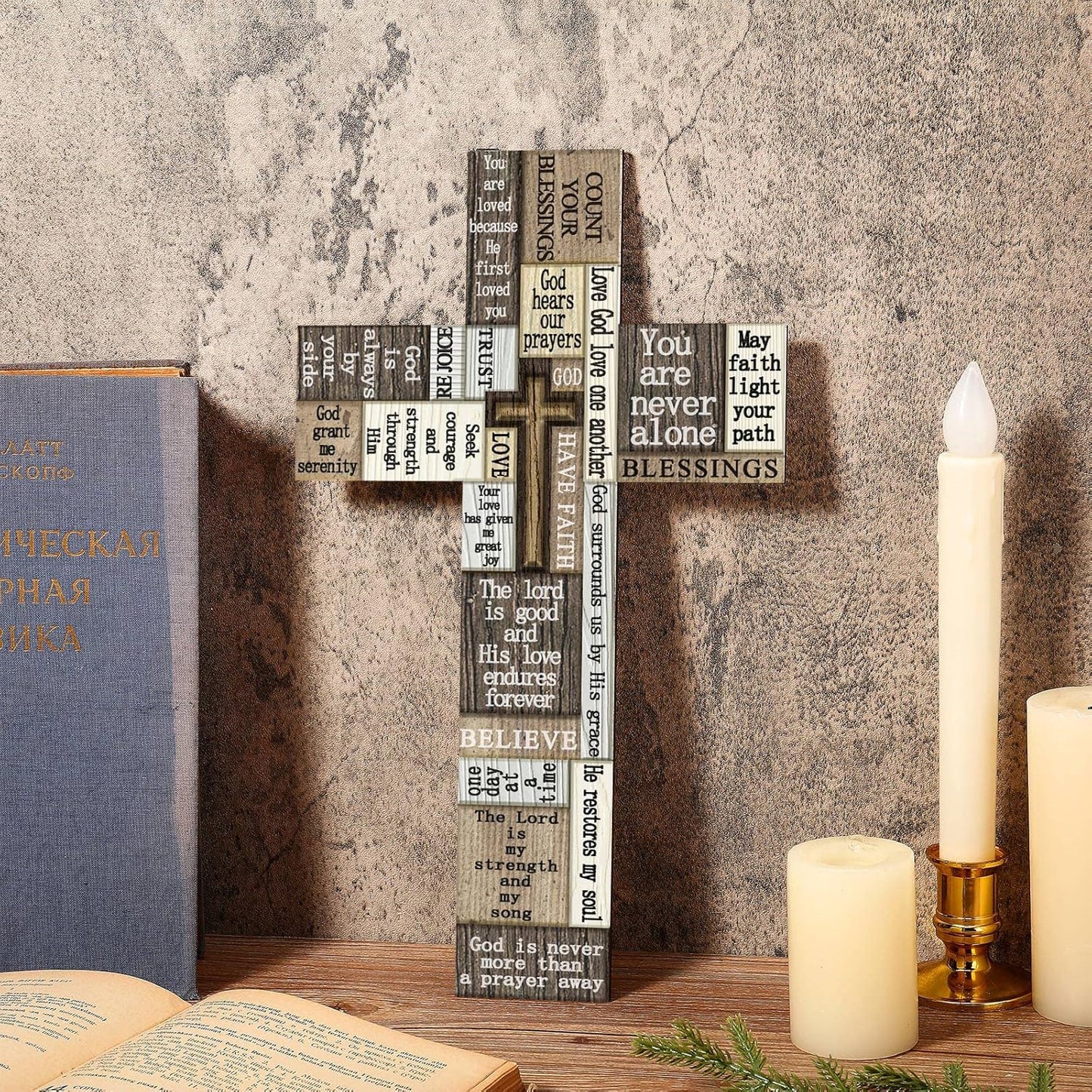 Inspirational Wooden Cross Wall Décor