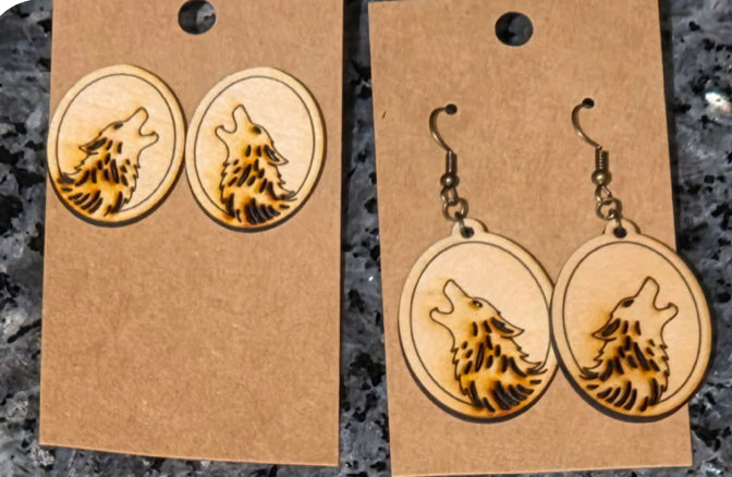Howling wolf earrings