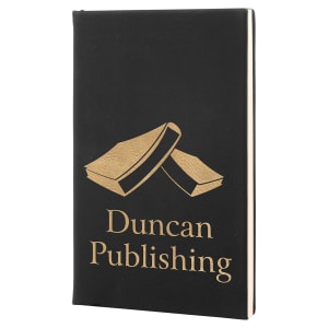 5 1/4" x 8 1/4" Rawhide Laserable Leatherette Journal with Lined Notepad - Black to Gold