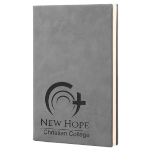 5 1/4" x 8 1/4" Gray Customizable Leatherette Journal with Lined Notepad - Grey to Black