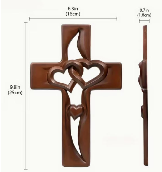 Intertwined Hearts Cross Wall Art