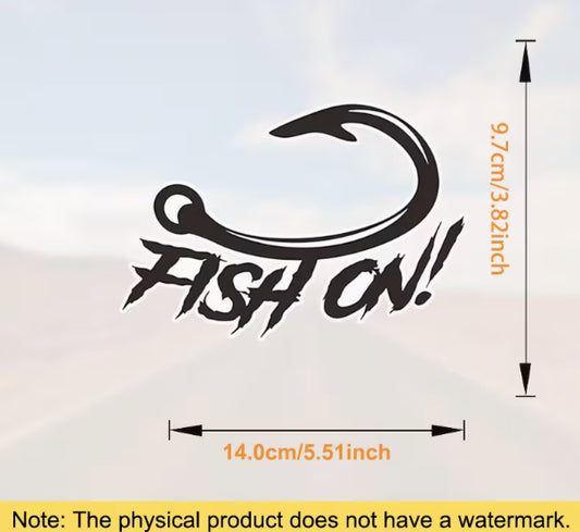 “Fish On!” Fishing Hook Decal