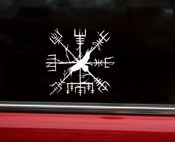 Norse Raven Compass Window Decal – 6" Outdoor Vinyl Sticker