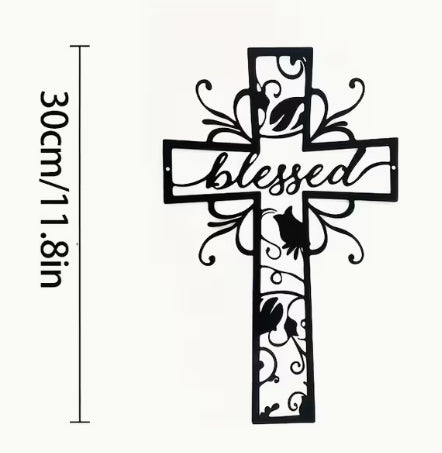 “Blessed” Metal Cross Wall Decor