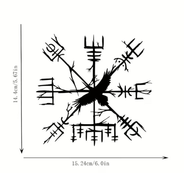 Norse Raven Compass Window Decal – 6" Outdoor Vinyl Sticker