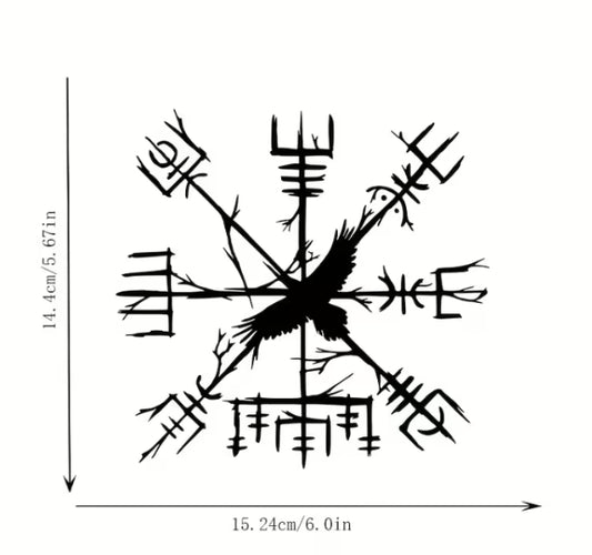 Norse Raven Compass Window Decal – 6" Outdoor Vinyl Sticker