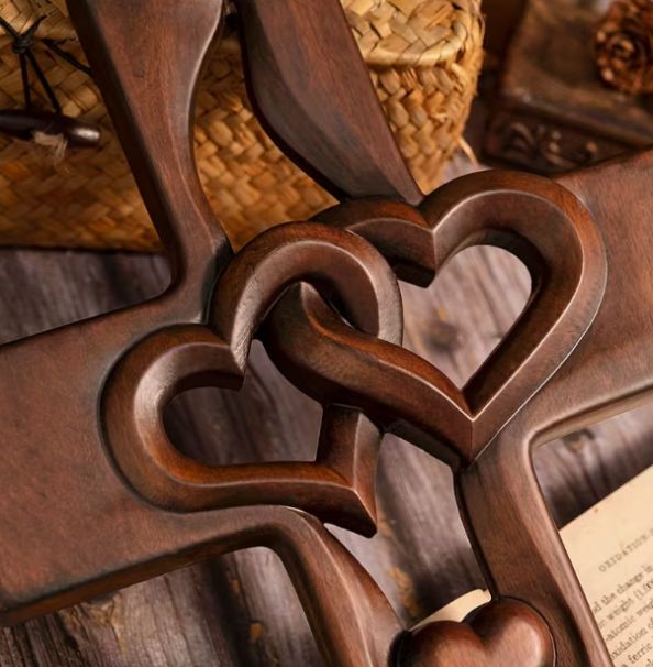 Intertwined Hearts Cross Wall Art