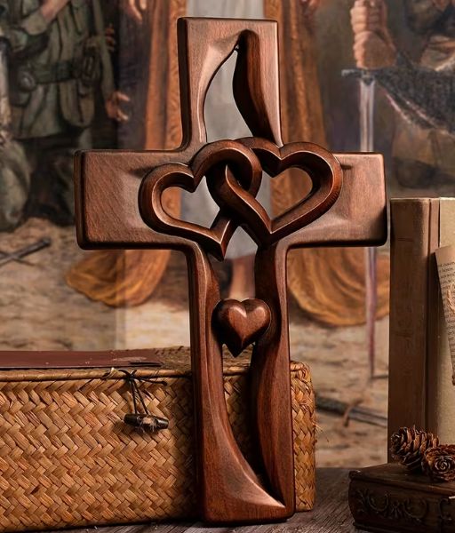 Intertwined Hearts Cross Wall Art