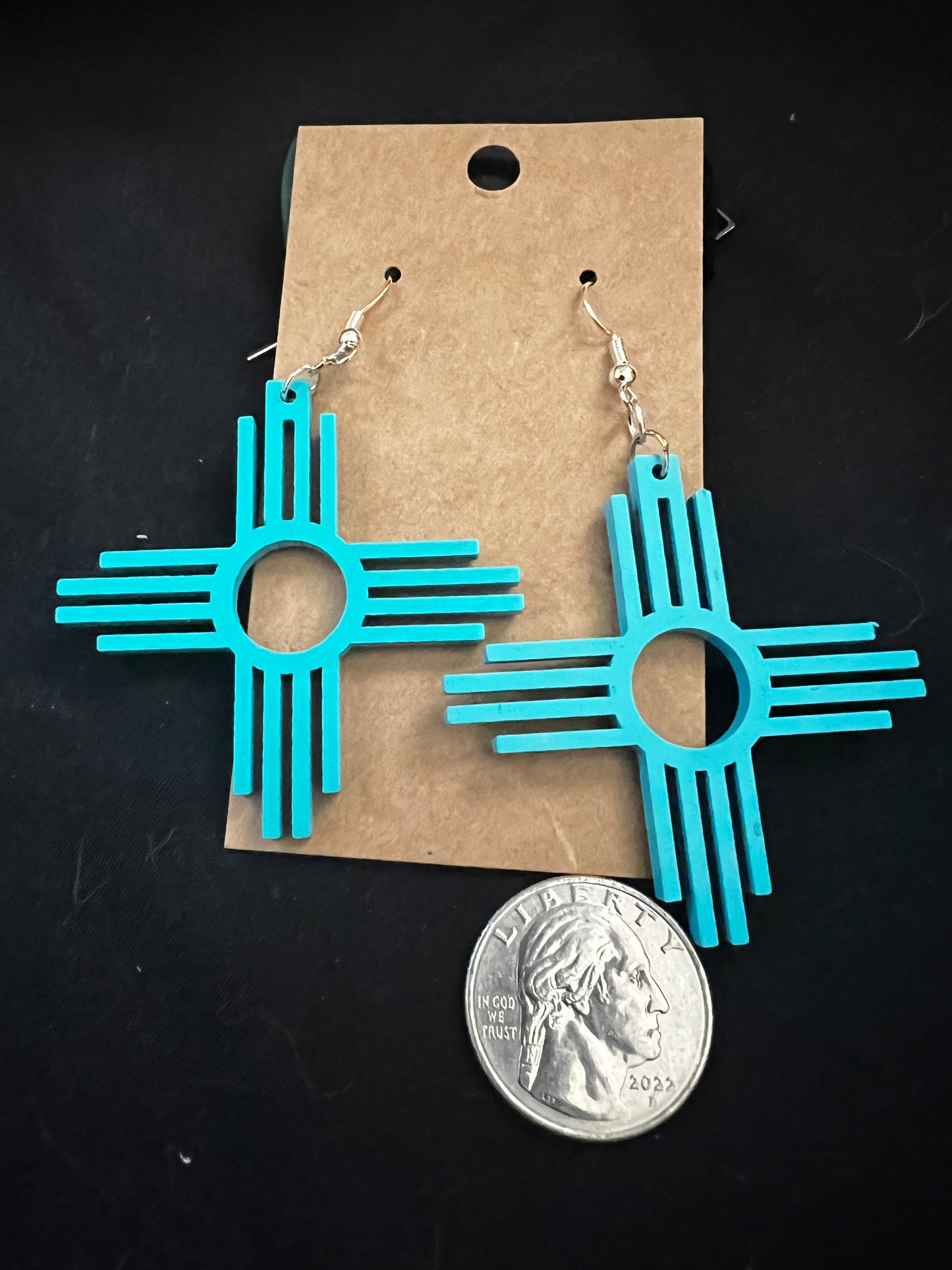 Large Wooden Zia Earings image 0